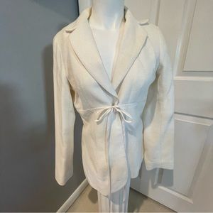 CHARLES CHANG LIMA COTTON OFF WHITE TEXTURED BLAZER/JACKET S/4